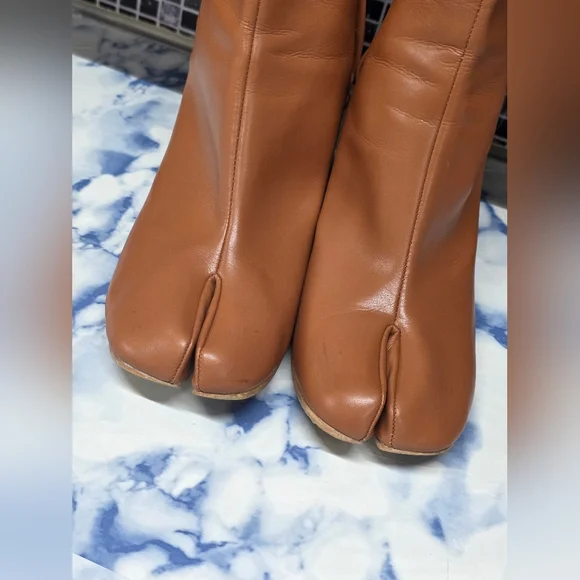 Boots Split Toe High Heel Women Boots Leather Women Shoes - Picture 4 of 11